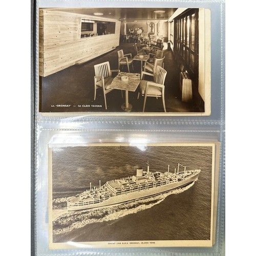 667 - Ocean Liners – Collection of Ocean liner postcards across two binders, including; Orient Line S.S. O... 