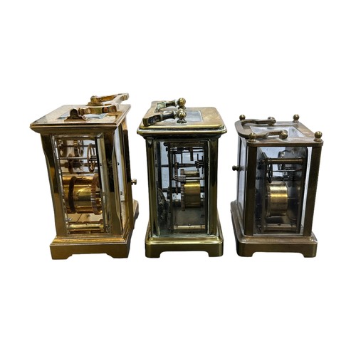 127 - A Glock & Son carriage clock with two French carriage clocks (one has key).