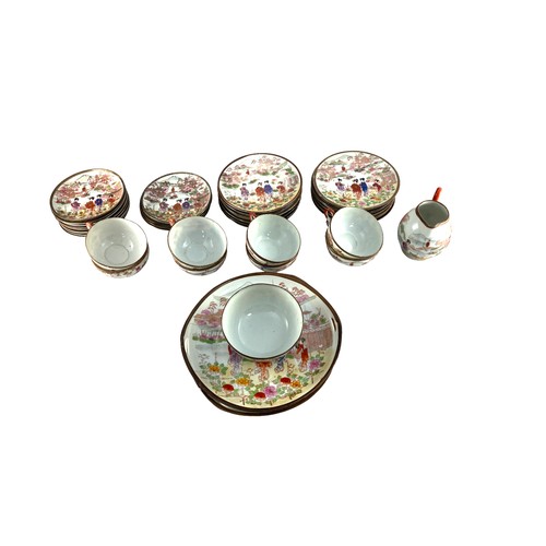 401 - Japanese eggshell porcelain tea set - 40 pieces, with 12 tea cups (one broken), 12 saucers, 12 small... 