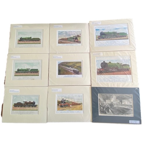 352 - Collection of prints from Railway Magazine colour plates, card mounts in cellophane bags, generally ... 