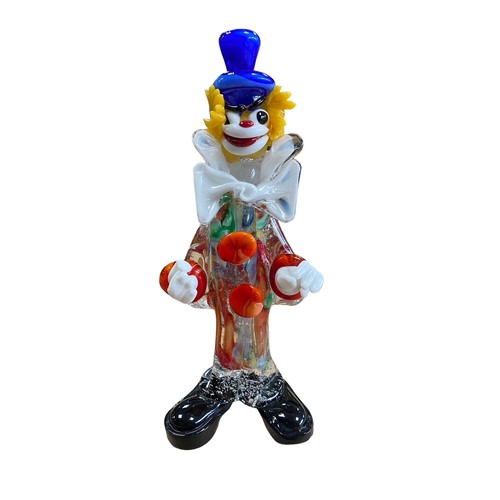 298A - Three Italian Murano Glass studio glass clowns, including guitar player. Heights 20.5cm, 21cm, 22.5c... 