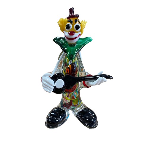 298A - Three Italian Murano Glass studio glass clowns, including guitar player. Heights 20.5cm, 21cm, 22.5c... 