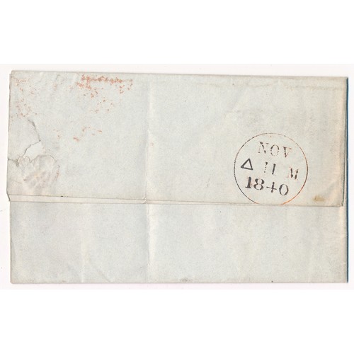 605 - 1840 Penny Black (three margin) on cover, cancelled with Red Maltese Cross cancel in Westminster fol... 