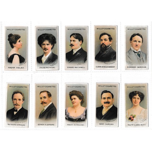 786 - Wills 1911 Musical Celebrities First Series complete set of 50 in excellent condition. Cat. £125