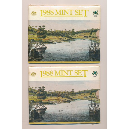 346 - Collection with mint coin sets Australia 1988 (2, both cellophane sealed), GB proof cased sets FDC 1... 