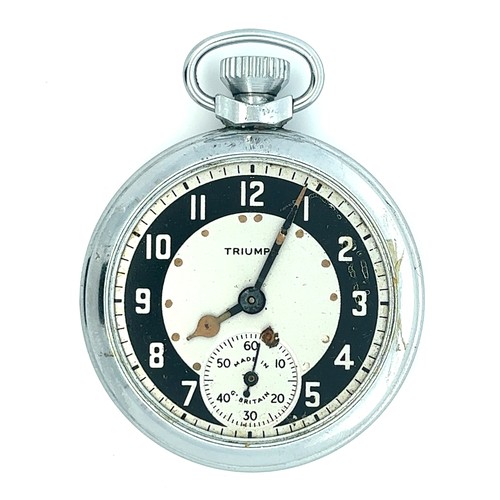 597 - A Triumph pocket watch. Made in G. Britain to front of smaller second dial.