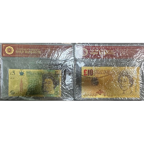 258 - Range of gold banknotes, most sealed in packets with certificate of authenticity declaring 99.9% 24 ... 