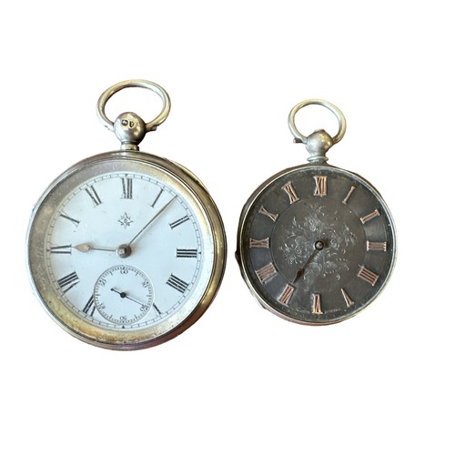 548 - A silver pocket watch from Rotherham & Sons with 1886 London Hallmarks.  Also a white metal Raume Ge... 