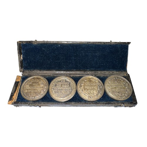 371 - Princess Charlotte, Counter Box with Four Counters, silver medals, early 19th Century, the box conta... 