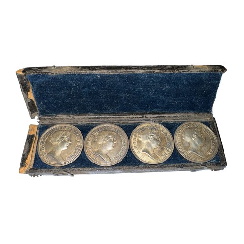 371 - Princess Charlotte, Counter Box with Four Counters, silver medals, early 19th Century, the box conta... 