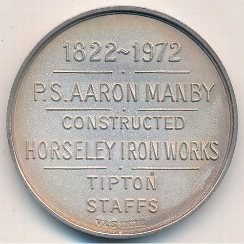 374 - The P.S. Aaron Manby silver medallion struck by The Black Country Society. Limited edition silver co... 