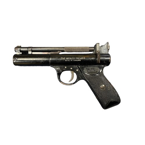 136 - Wembley Premier .22 Air Pistol. Serial number 919. Webley badge stamped on both sides of the black c... 