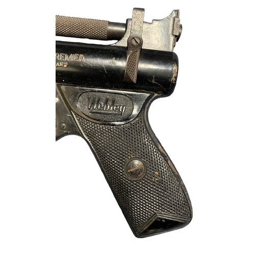 136 - Wembley Premier .22 Air Pistol. Serial number 919. Webley badge stamped on both sides of the black c... 