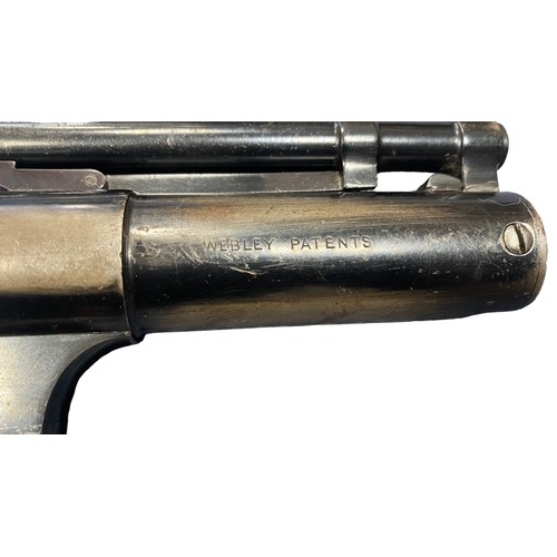 137 - Webley Senior .22 Air Pistol. Serial Number 788. Webley badge stamped on both sides of wood effect e... 