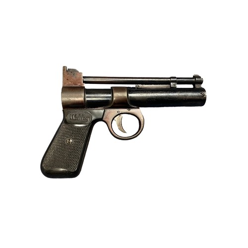 138 - Webley Junior .177 Air Pistol. Serial number 061. Webley stamped on both sides of chequered embossed... 