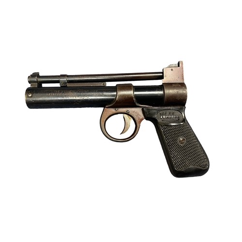 138 - Webley Junior .177 Air Pistol. Serial number 061. Webley stamped on both sides of chequered embossed... 