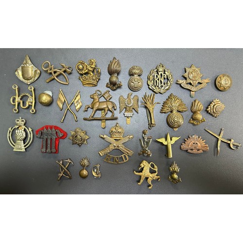 164 - Assortment of Cap Badges, some better, to include; Assaye (x2), Royal Army Service Corps, Lancastria... 