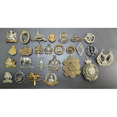 166 - Assortment of Cap Badges, some better, to include; Bydand, The Kings Own, Manchester, Royal Scots Gr... 