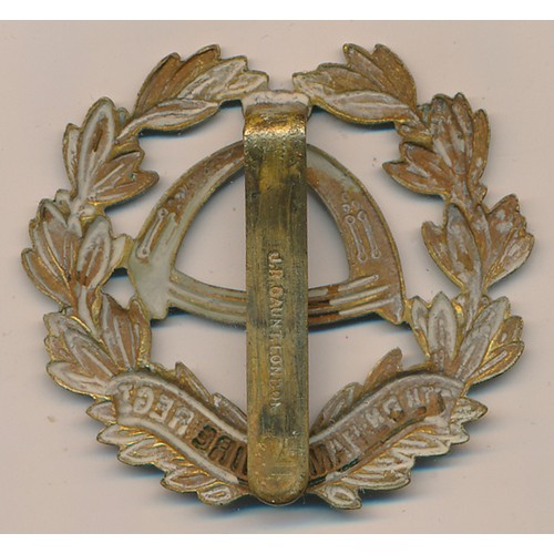 168 - A 7th Bn Hampshire Regt cap badge, inscribed J.R. GAUNT LONDON to pin.