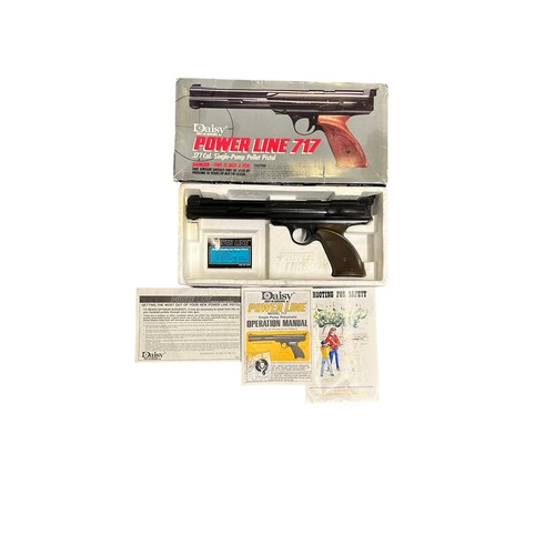 144 - Daisy Power Line 717 .177 side pump lever Air Pistol. In original box with manuals and safety guide.... 