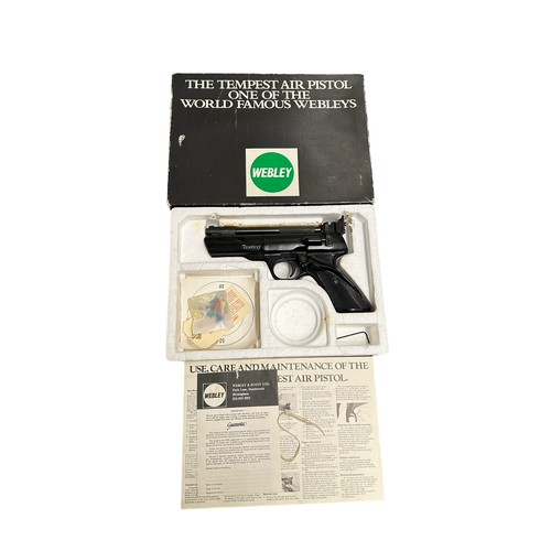 145 - Webley Tempest .177 Air Pistol. With original box and darts. A target sheet and original paperwork. ... 