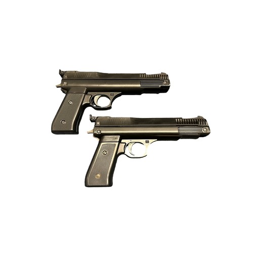 150 - 2x Webley Nemesis .22 Air Pistols, with Flambeau hard case. Black embossed chequered grip with gold ... 