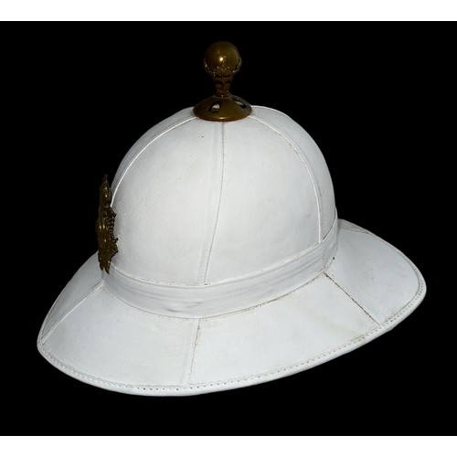 201 - Royal Marines white dress Pith helmet made by Hobson & Sons (London) Ltd with Royal Marines Gibralta... 