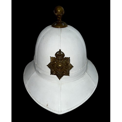 201 - Royal Marines white dress Pith helmet made by Hobson & Sons (London) Ltd with Royal Marines Gibralta... 