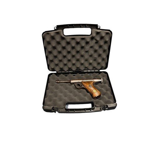 151 - Haenel Mod 28 .177 Air Pistol. With Flambeau hard case. Wooden grip with gold Haenel badge on both s... 