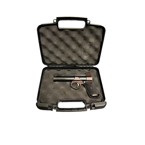 153 - Webley Junior .177 Air Pistol. With Flambeau hard case. Serial Number 1230. Black embossed chequered... 