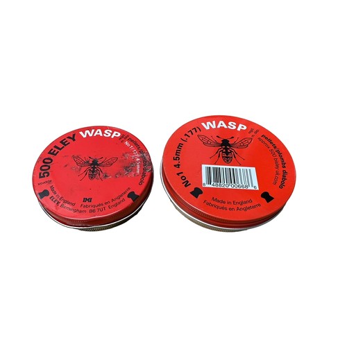 156 - 13 empty Air Gun pellet tins.
5x Pylarm .25, 1x Wasp no2 .22, 2x Wasp no1 .177, 2x RWS Hobby sport l... 