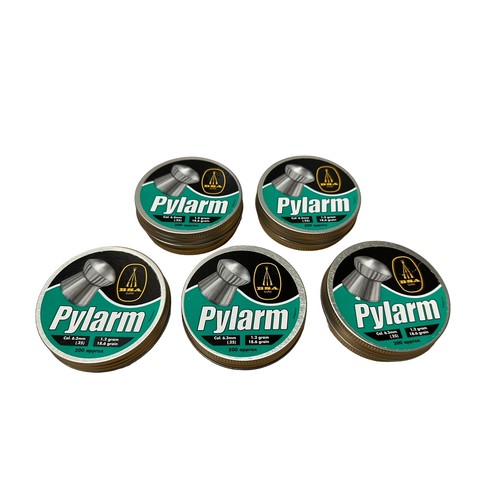 156 - 13 empty Air Gun pellet tins.
5x Pylarm .25, 1x Wasp no2 .22, 2x Wasp no1 .177, 2x RWS Hobby sport l... 