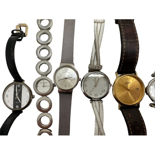 637 - A group of 10 watches , including 2 Seiko watches and others by Sekonda, Ted Baker, Casio Baby G, Tr... 