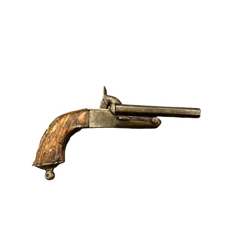 105 - 19th century double barrel drop down trigger pocket pistol with side-by-side double barrel rim fire,... 