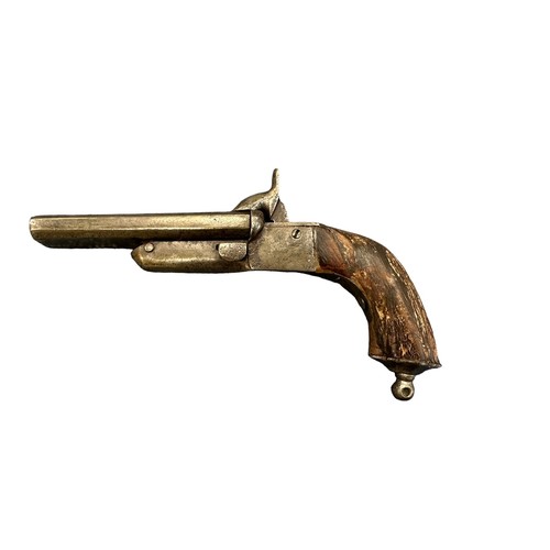 105 - 19th century double barrel drop down trigger pocket pistol with side-by-side double barrel rim fire,... 