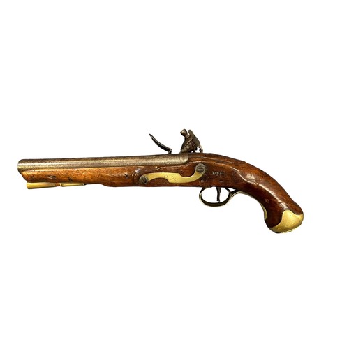 106 - Late 18th/Early 19th century Heavy Cavalry flintlock GR single barrel hammer action hand pistol, wit... 