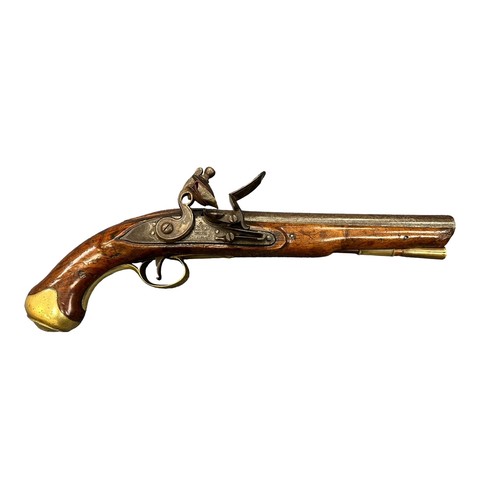 106 - Late 18th/Early 19th century Heavy Cavalry flintlock GR single barrel hammer action hand pistol, wit... 