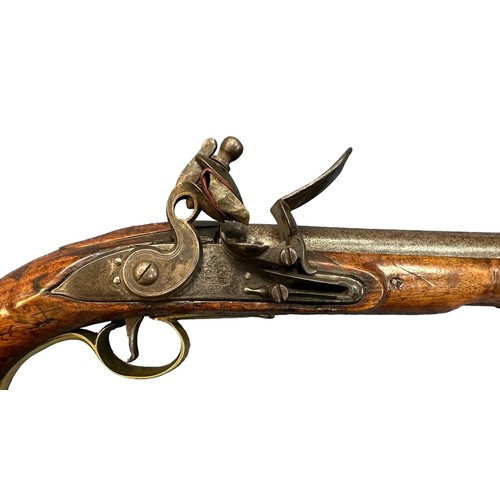 106 - Late 18th/Early 19th century Heavy Cavalry flintlock GR single barrel hammer action hand pistol, wit... 