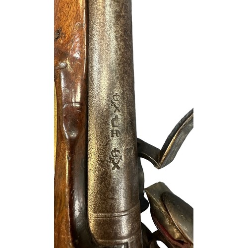 106 - Late 18th/Early 19th century Heavy Cavalry flintlock GR single barrel hammer action hand pistol, wit... 