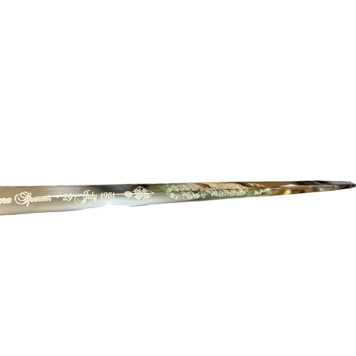 47 - Wilkinson Sword Queen Elizabeth II dress sword, blade inscribed 'To commemorate the marriage of The ... 