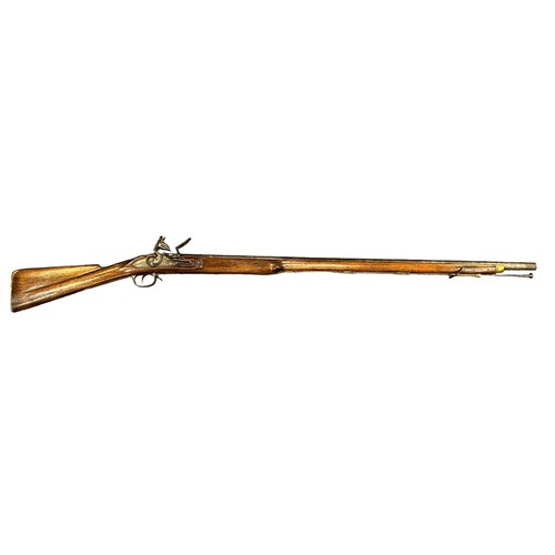 107 - A “Brown Bess” flintlock muzzle load musket rifle, long barrelled, crown over GR cypher to lockplate... 