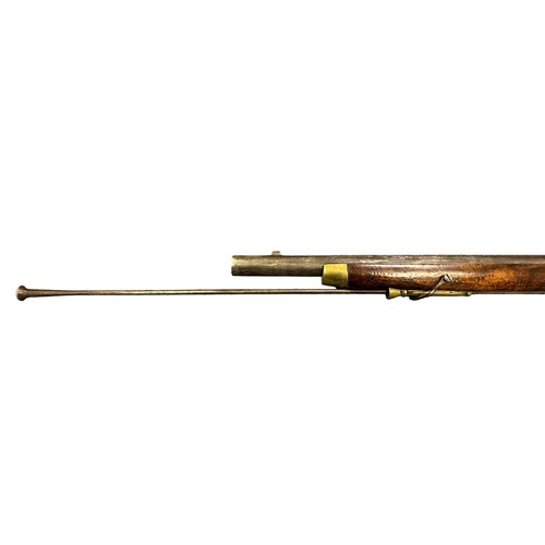 107 - A “Brown Bess” flintlock muzzle load musket rifle, long barrelled, crown over GR cypher to lockplate... 