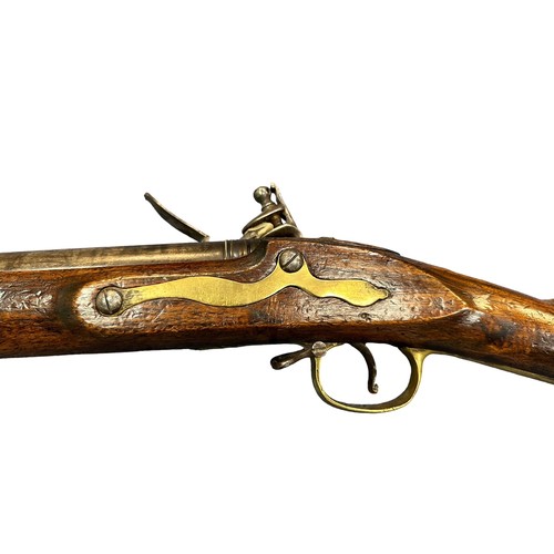 107 - A “Brown Bess” flintlock muzzle load musket rifle, long barrelled, crown over GR cypher to lockplate... 