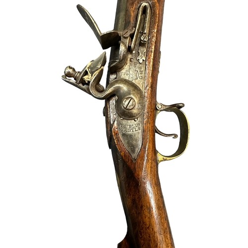 107 - A “Brown Bess” flintlock muzzle load musket rifle, long barrelled, crown over GR cypher to lockplate... 