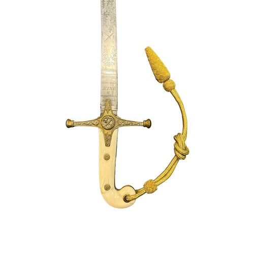 48 - Victorian Prosser Mameluke Officer’s Sword single edge curved steel blade double edged for the last ... 