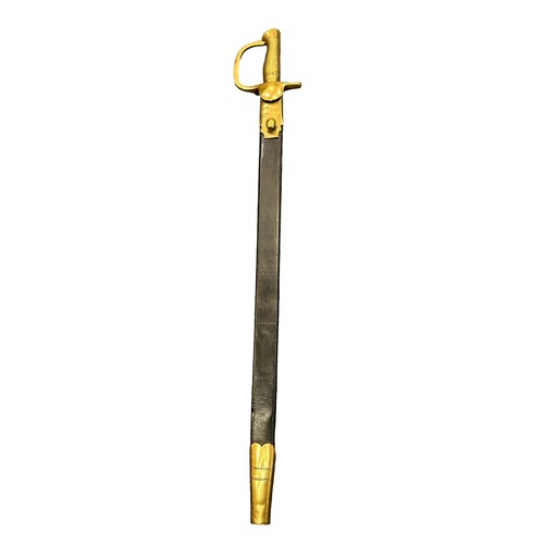50 - Georgian early 19th Century Pattern Baker rifle bayonet by Osborn & Gumby with ribbed brass stirrup ... 