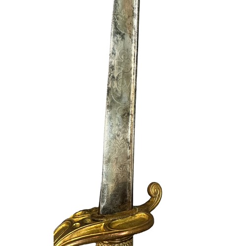 55 - Late 18th Century/Early 19th century Prosser pipe-backed Naval Officer’s Sword, blade with large spe... 