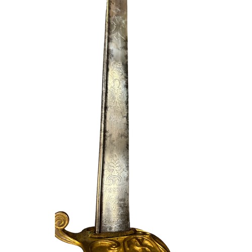 55 - Late 18th Century/Early 19th century Prosser pipe-backed Naval Officer’s Sword, blade with large spe... 