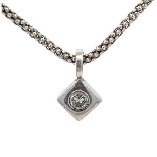 415 - A diamond pendant with a chain stamped 925. Diamond approx 0.15ct.