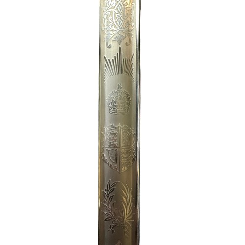 64 - George VI 1897 pattern infantry officer’s sword, foliate decoration to blade with one side featuring... 